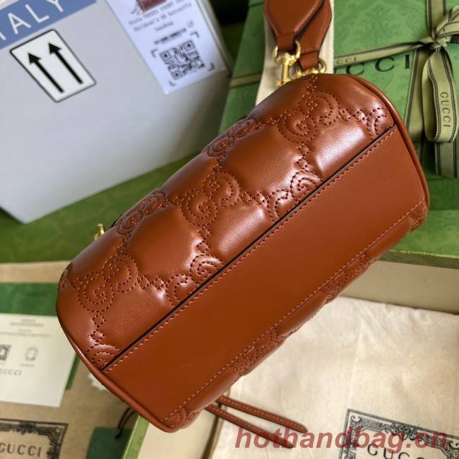 Gucci GG Matelasse leather top handle bag 702251 Light brown