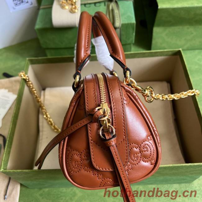 Gucci GG Matelasse leather top handle bag 702251 Light brown