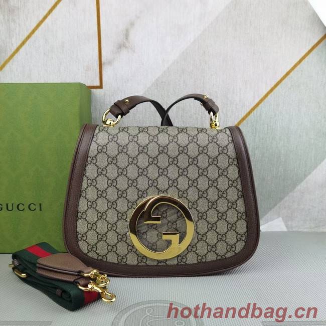 Gucci GG Supreme canvas Blondie medium shoulder bag 699210 Brown