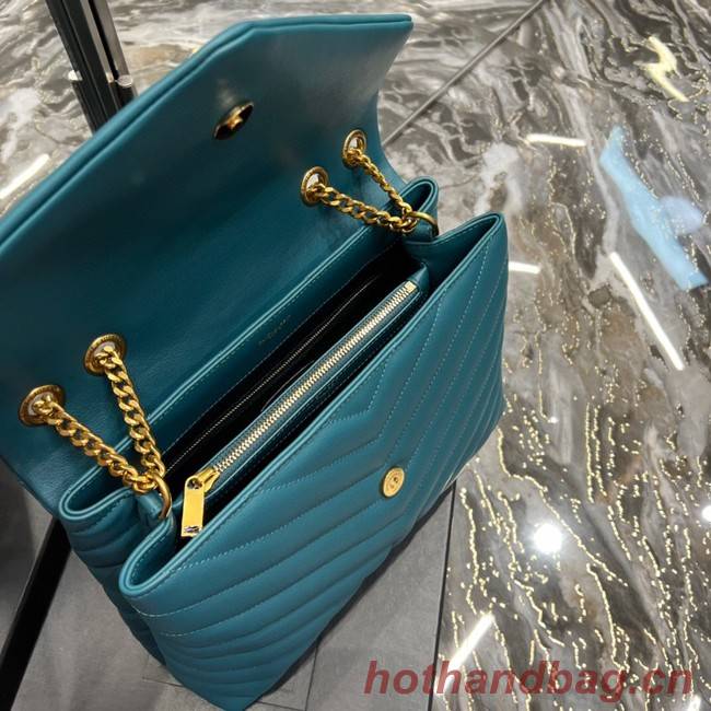 SAINT LAURENT LOULOU CHAIN BAG IN QUILTED Y LEATHER 487216 Lake blue