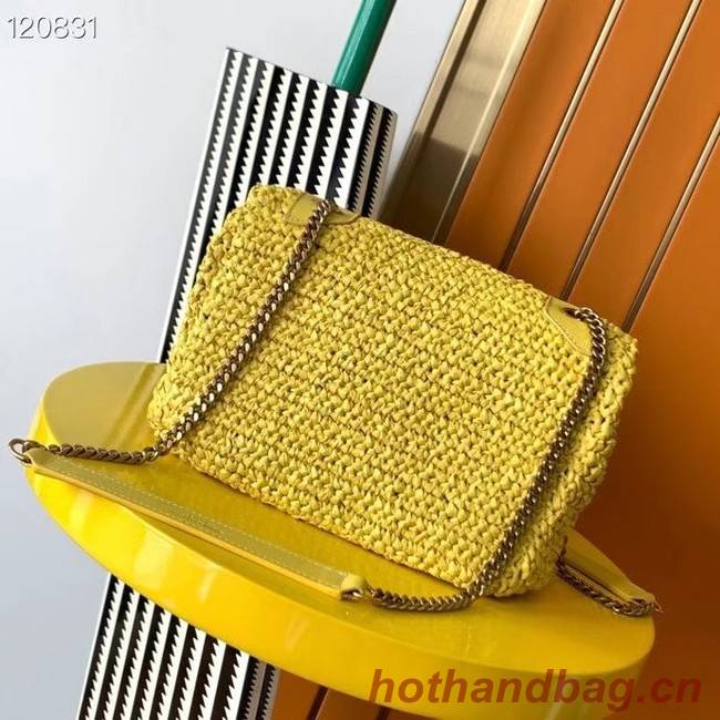 SAINT LAURENT NIKI MEDIUM CHAIN BAG IN RAFFIA 498894 yellow
