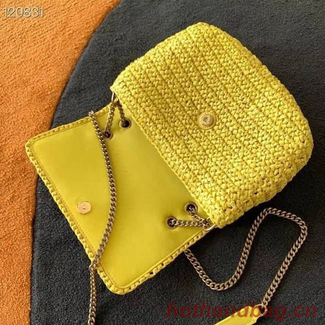 SAINT LAURENT NIKI MEDIUM CHAIN BAG IN RAFFIA 498894 yellow