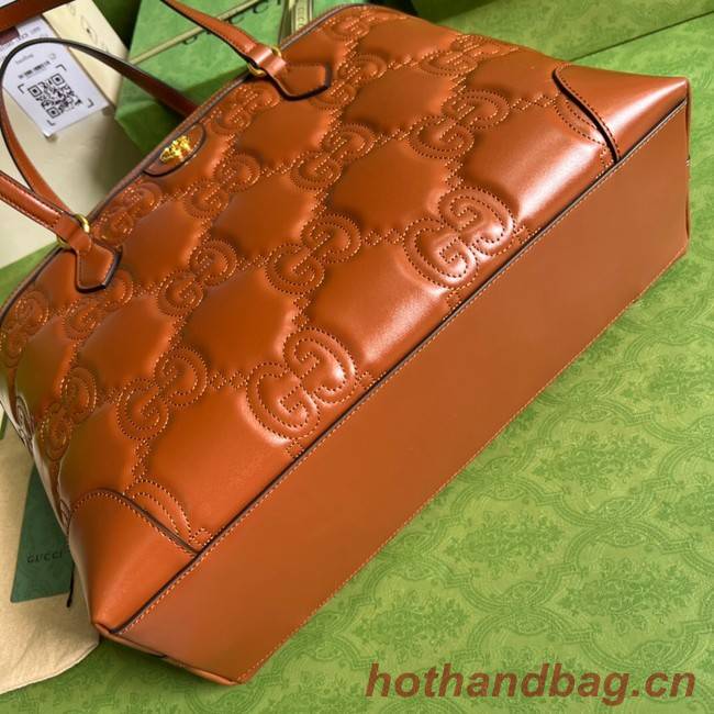 Gucci GG Matelasse leather medium tote 631685 brown