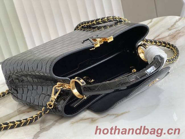 Louis Vuitton crocodile skin CAPUCINES BB M81190 black