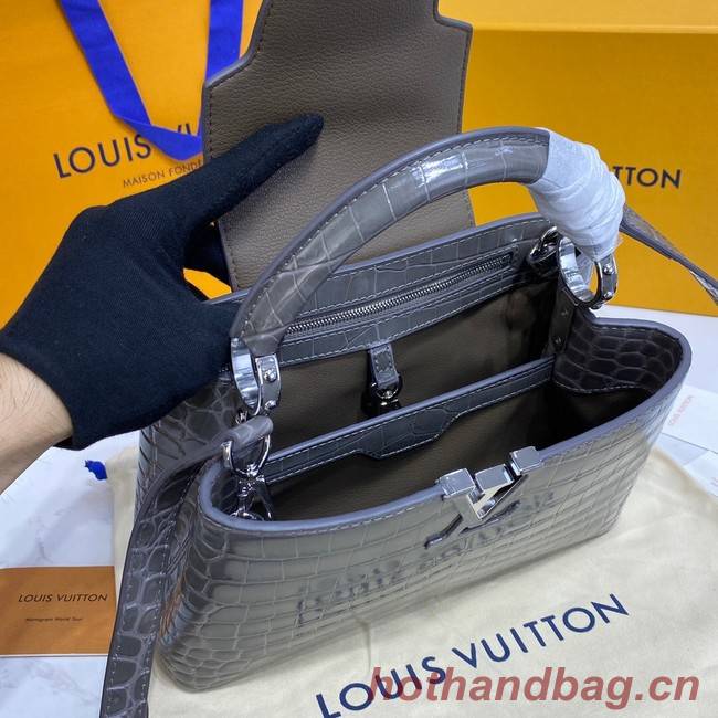 Louis Vuitton crocodile skin CAPUCINES BB M81190 dark gray