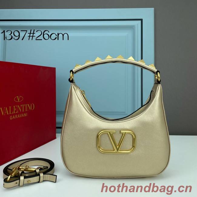 VALENTINO GARAVANI STUD SIGN Calf Leather Hobo bag 1W2B0K69 gold