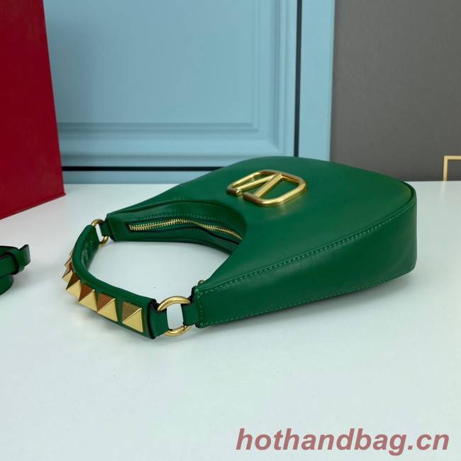 VALENTINO GARAVANI STUD SIGN Calf Leather Hobo bag 1W2B0K69 green