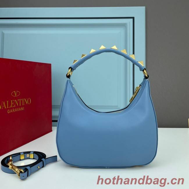 VALENTINO GARAVANI STUD SIGN Calf Leather Hobo bag 1W2B0K69 sky blue