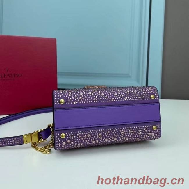 VALENTINO GARAVANI VSLING Shiny diamond Mini totebag XW2B1G9 purple&silver-Tone Metal