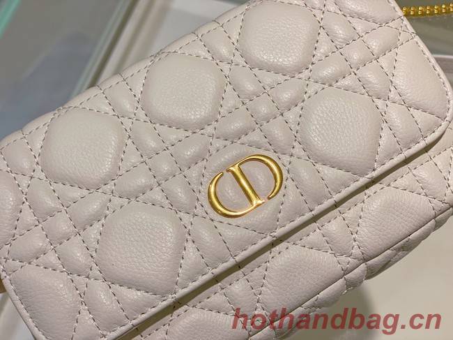 DIOR CARO POUCH WITH CHAIN Supple Cannage Calfskin S5125UWH white