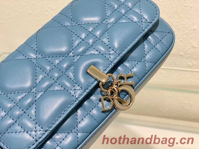 LADY DIOR PHONE POUCH Cannage Lambskin S0977O Cloud Blue