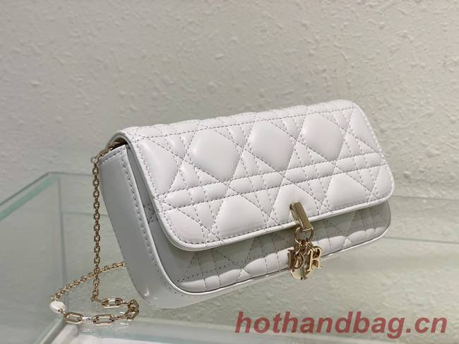 LADY DIOR PHONE POUCH Cannage Lambskin S0977O white
