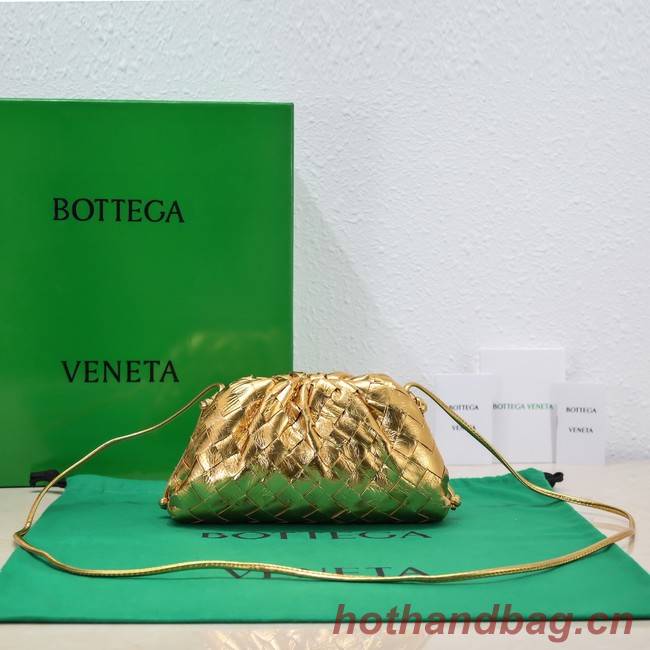 Bottega Veneta Mini intrecciato leather clutch with strap 585852 gold