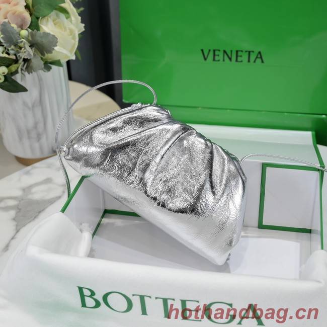Bottega Veneta Mini intrecciato leather clutch with strap 585852 silver