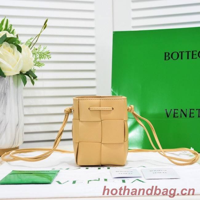 Bottega Veneta Mini intreccio leather crossbody bucket bag 680217 Porridge
