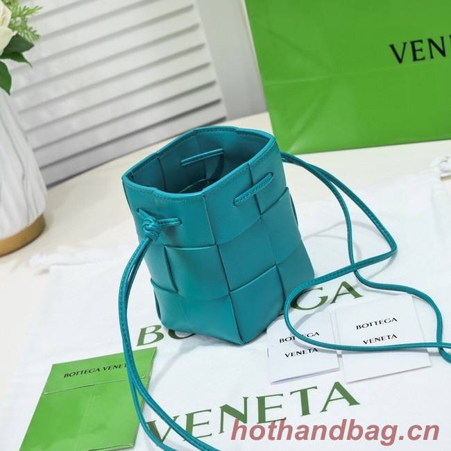 Bottega Veneta Mini intreccio leather crossbody bucket bag 680217 sky blue