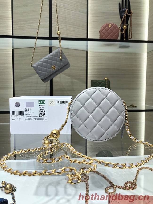 Chanel CLUTCH WITH CHAIN Lambskin & Gold-Tone Metal AS1449 gray