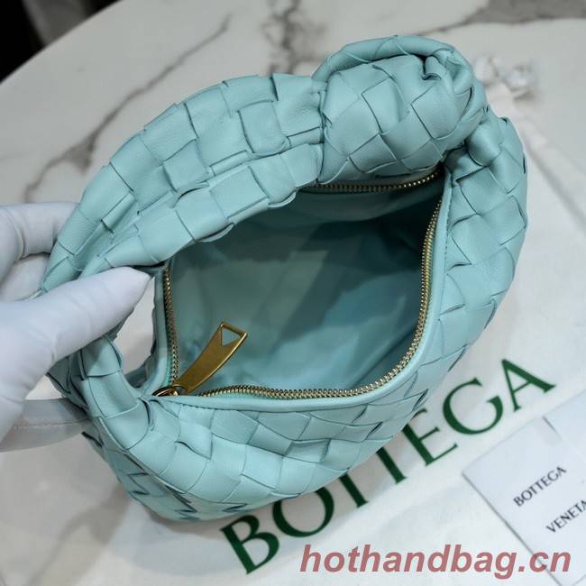 Bottega Veneta Mini intrecciato leather top handle bag 651876 Teal Washed