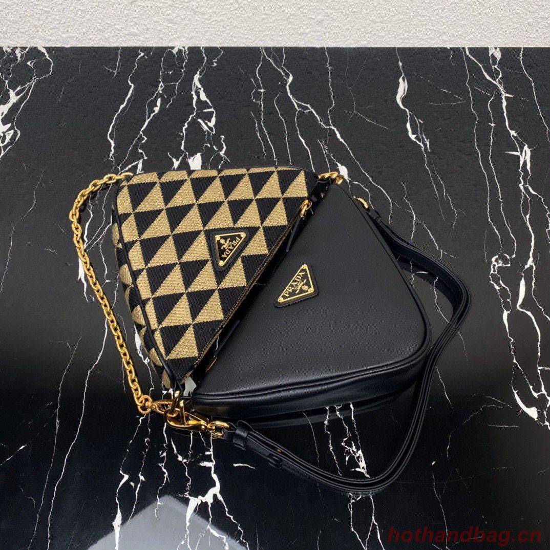 Prada Symbole leather and fabric mini bag 1BC176 Khaki