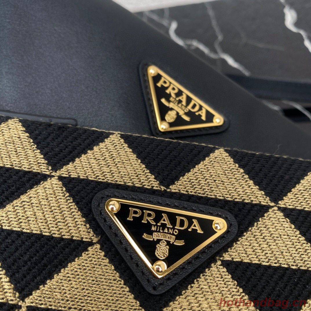 Prada Symbole leather and fabric mini bag 1BC176 Khaki