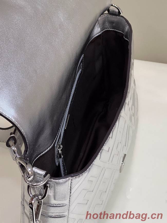 Fendi Baguette Large leather bag 8BR771A silver