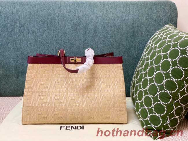 Fendi X-Tote houndstooth wool shopper with FF embroidery 8BH374A Beige