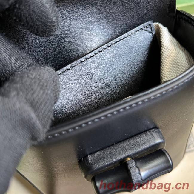 Gucci Bamboo mini handbag 702106 black Antique gold-toned 