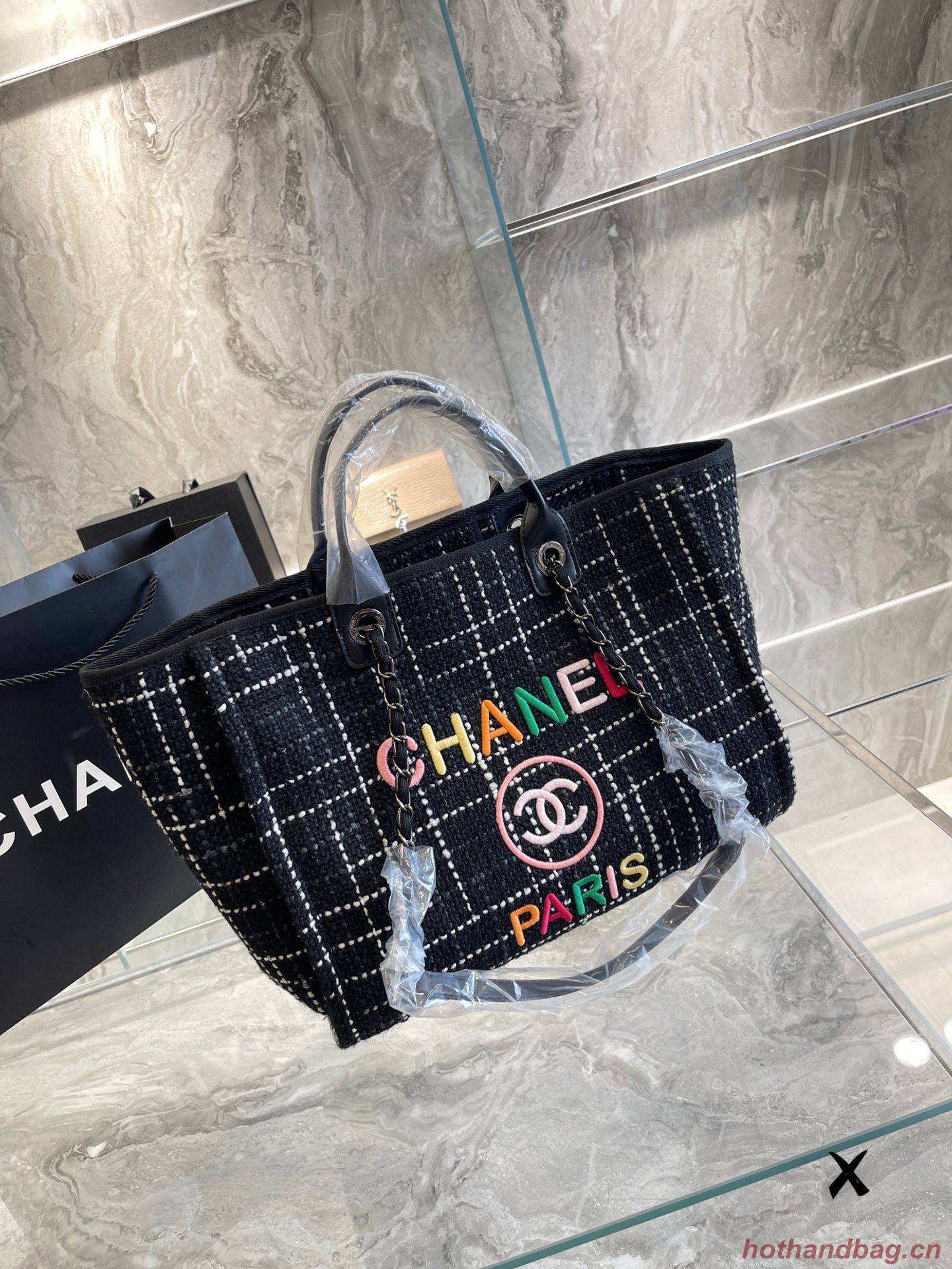 Chanel Weave Tote Shopping Bag B66955 Black