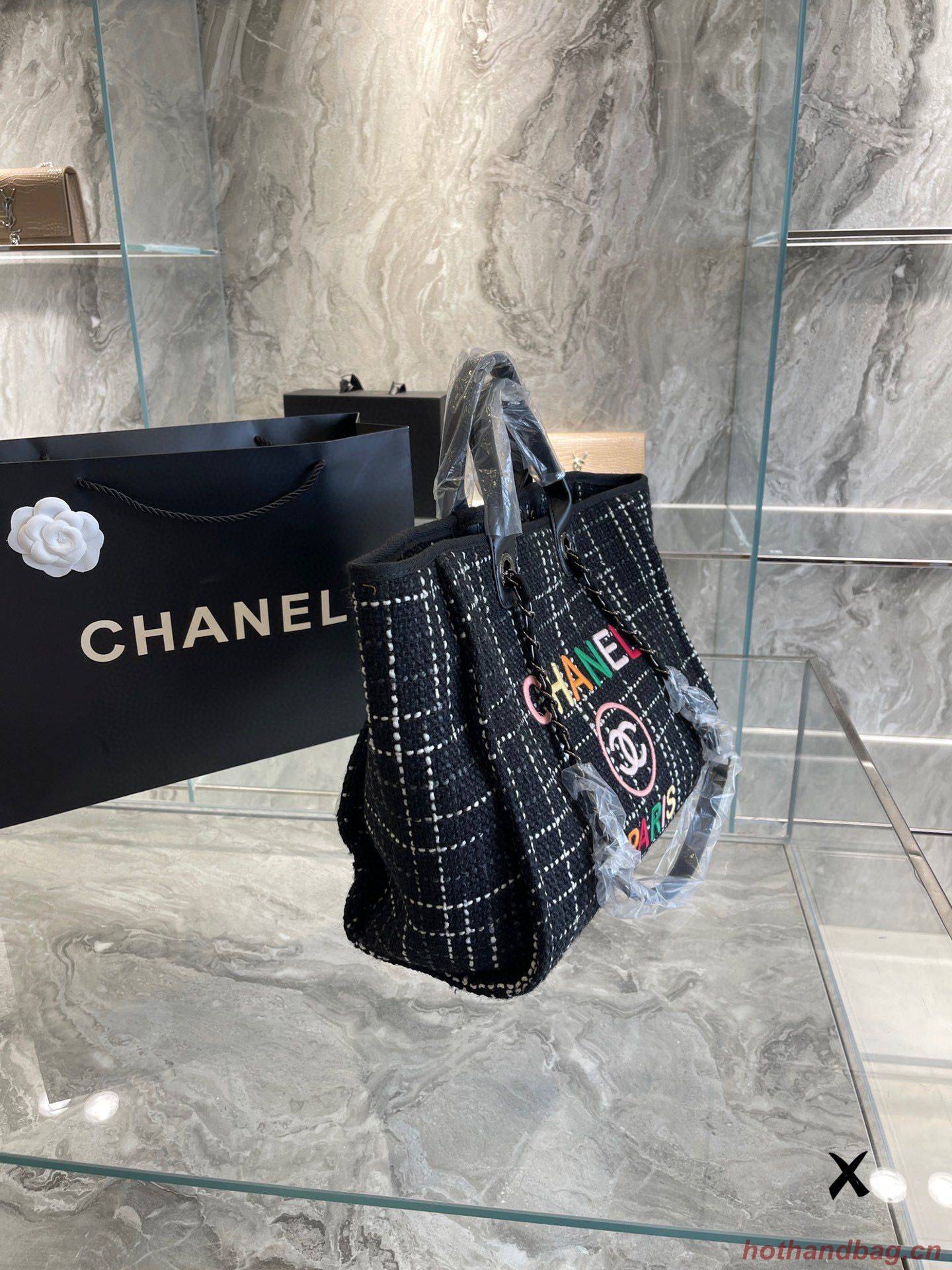 Chanel Weave Tote Shopping Bag B66955 Black