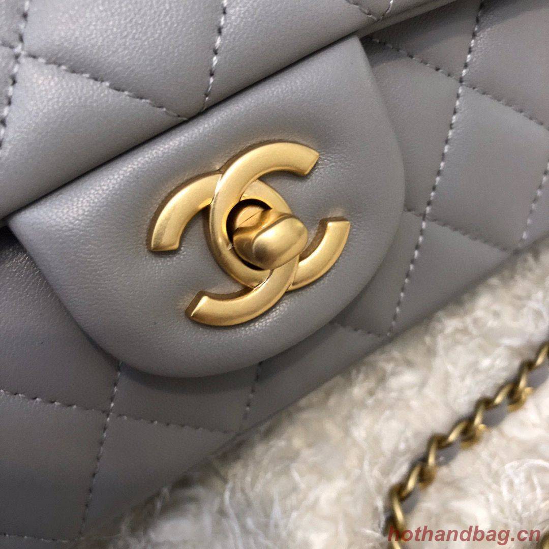 CHANEL 22B mini CF flap bag with Gold hardware top handle AS2431 Gray