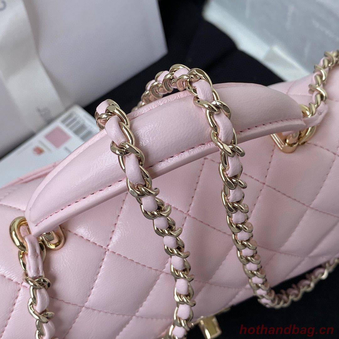 CHANEL 22B mini CF flap bag with top handle AS2431 Pink