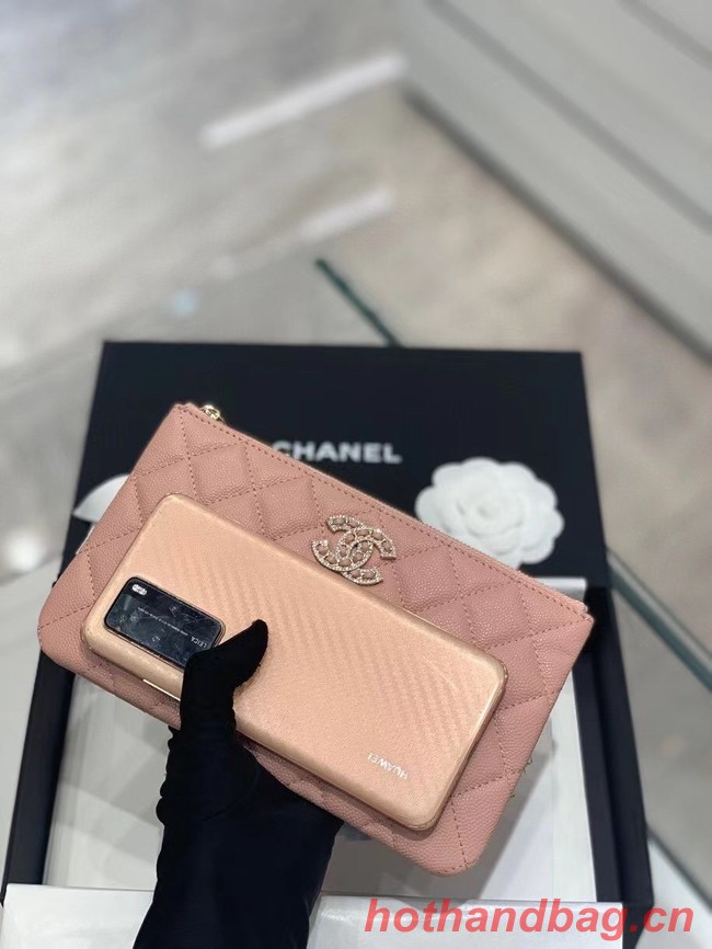CHANEL SMALL POUCH Grained Calfskin & Gold-Tone Metal AP2968 Pink