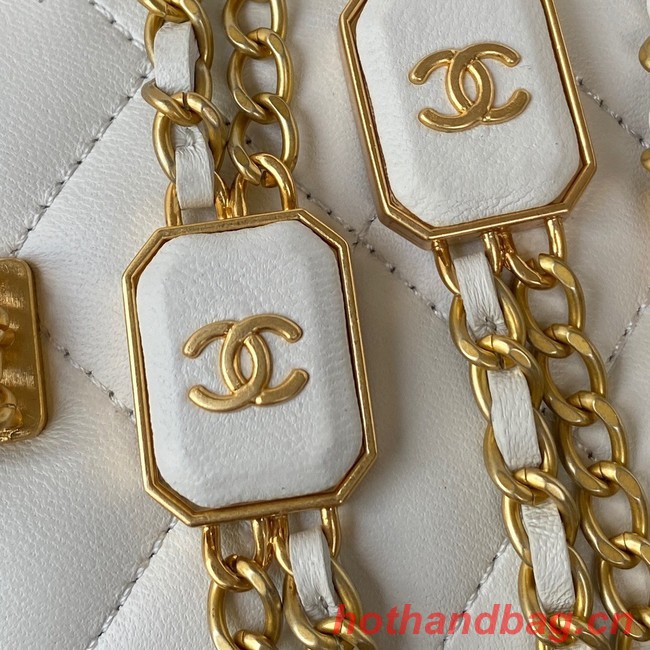 CHANEL SMALL VANITY WITH CHAIN Lambskin & Gold-Tone Metal AP2931 White