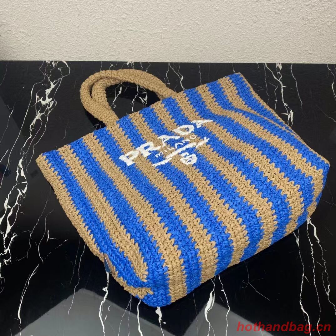Prada Raffia tote bag 1NE229 blue