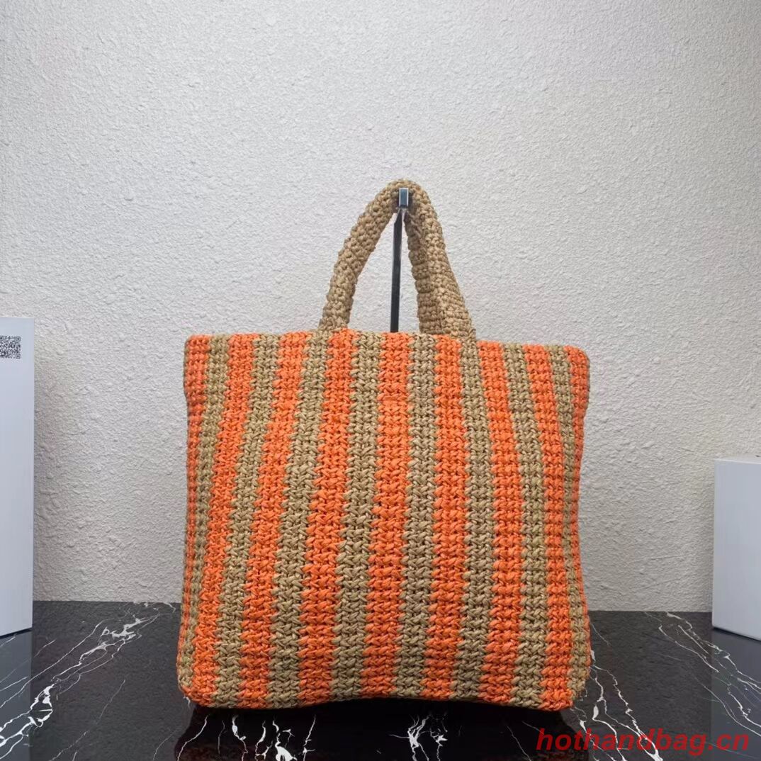 Prada Raffia tote bag 1NE229 orange