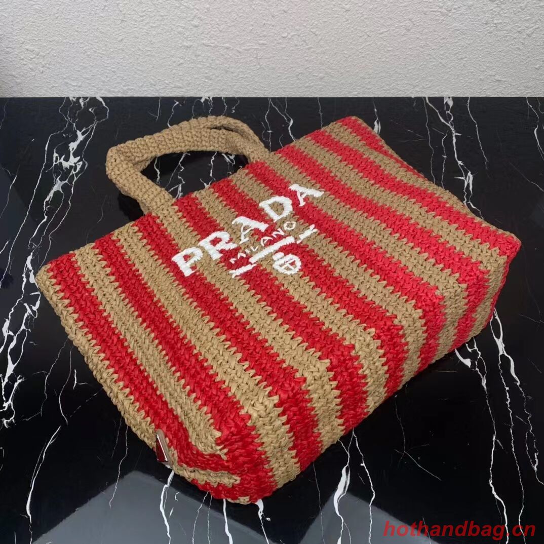 Prada Raffia tote bag 1NE229 red Prada Raffia tote bag 1NE229 red