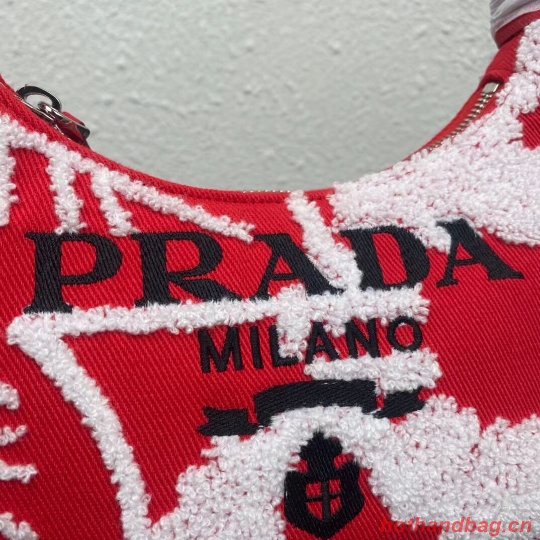 Prada Re-Edition 2000 embroidered drill mini bag 1NE515 red