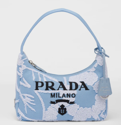 Prada Re-Edition 2000 embroidered drill mini bag 1NE515 sky blue