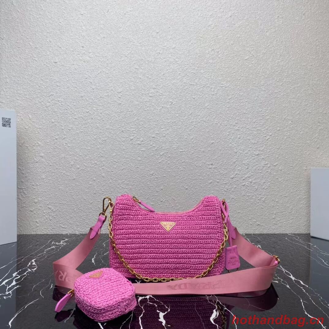 Prada Re-Edition 2005 raffia bag 1BH204 pink