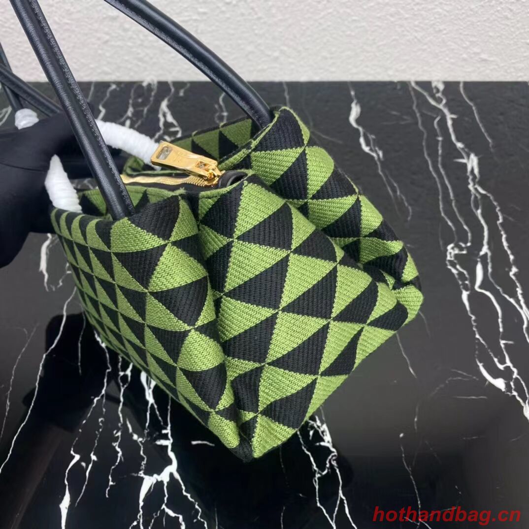 Prada Small embroidered fabric Symbole bag 1BA368 green