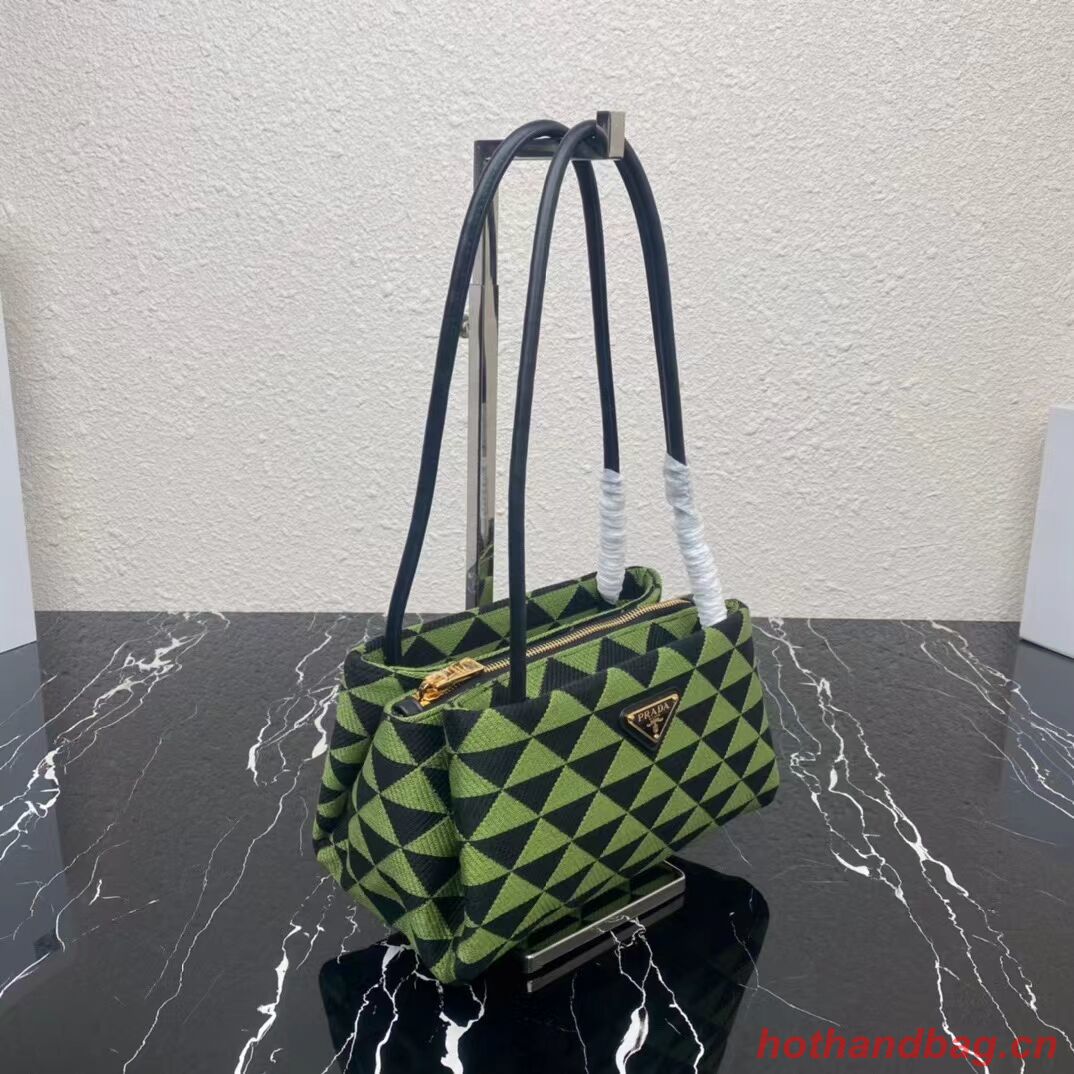 Prada Small embroidered fabric Symbole bag 1BA368 green