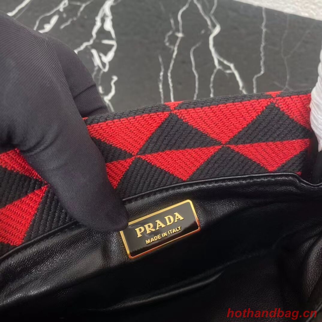 Prada Small embroidered fabric Symbole bag 1BA368 red