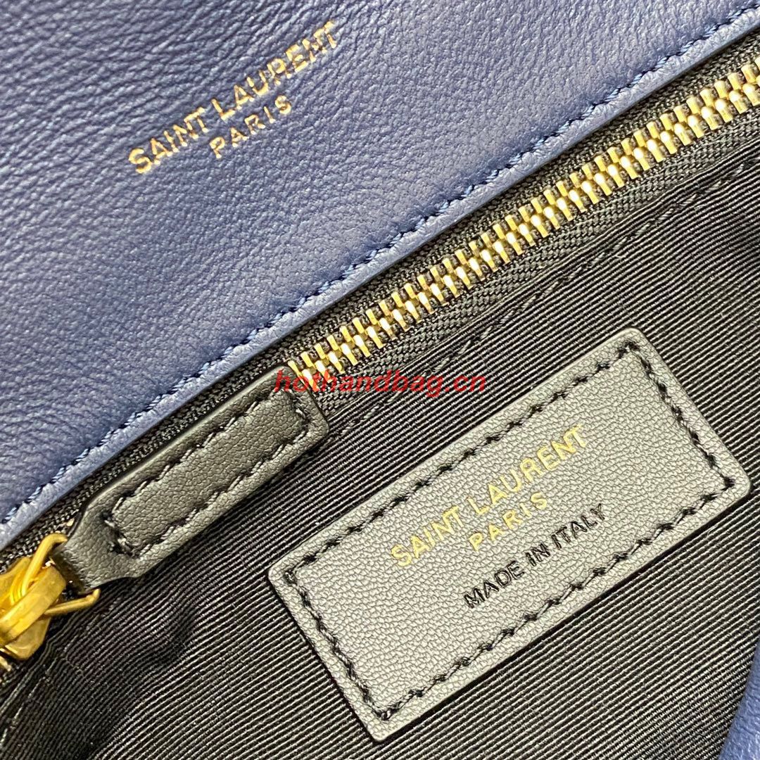 SAINT LAURENT LOULOU SMALL CHAIN BAG IN  CANVAS 620333 BLUE