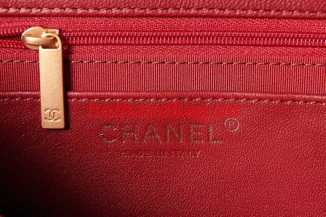 CHANEL FLAP BAG Lambskin & Gold-Tone Metal AS3609 red