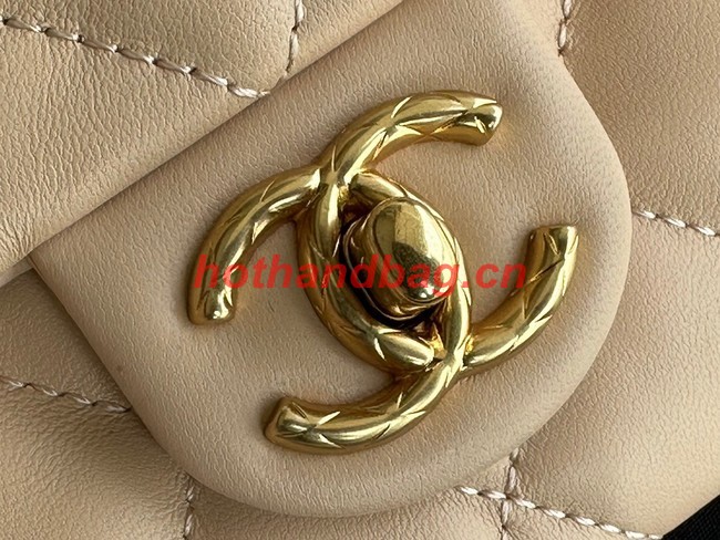 CHANEL SMALL FLAP BAG Lambskin & Gold-Tone Metal AS3393 apricot