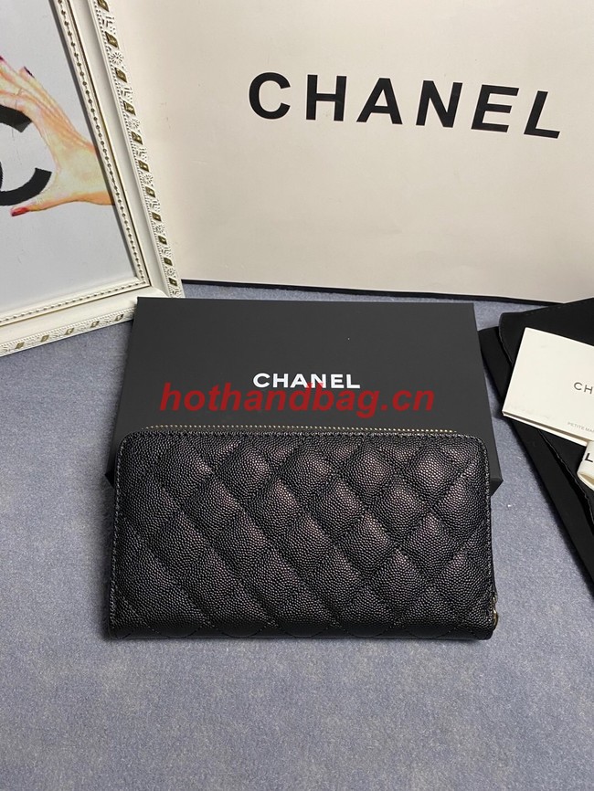 Chanel Calfskin Leather & Gold-Tone Metal AP2739 black