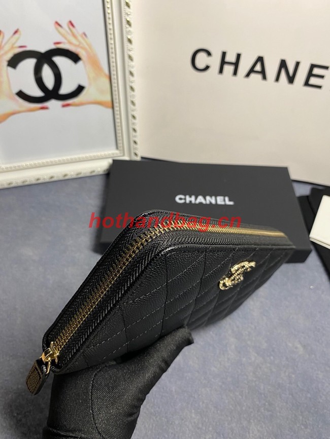 Chanel Calfskin Leather & Gold-Tone Metal AP2739 black