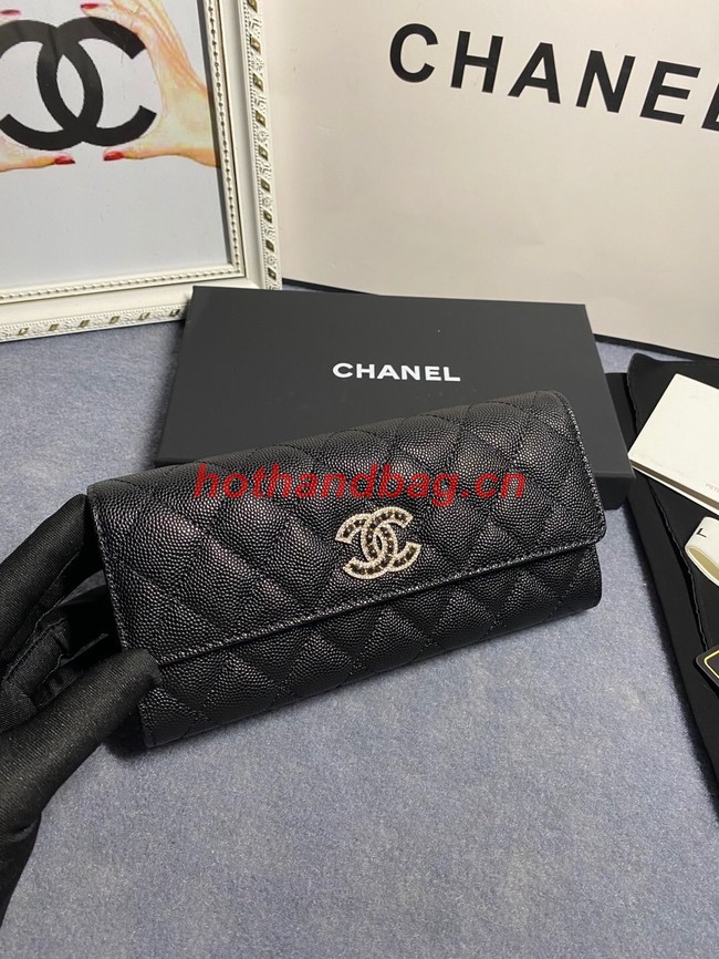 Chanel Calfskin Leather & Gold-Tone Metal AP2740  black