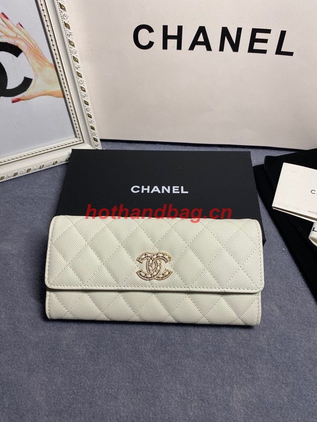Chanel Calfskin Leather & Gold-Tone Metal AP2740 white
