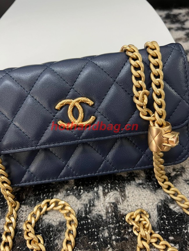 Chanel WALLET ON CHAIN Lambskin & Gold-Tone Metal 68107 dark blue